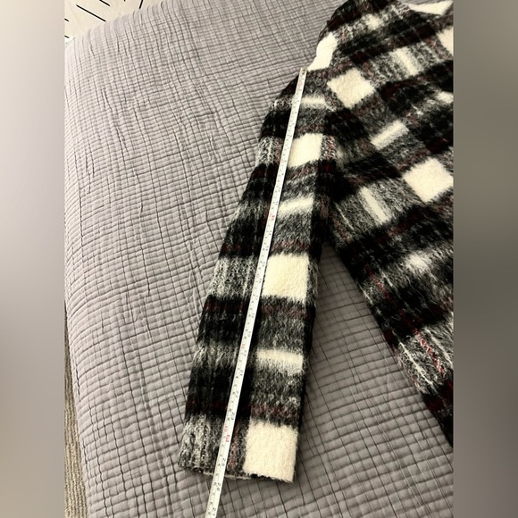 Banana Republic Italian fabric wool blend cost women size small plaid red gray - Picture 7 of 16